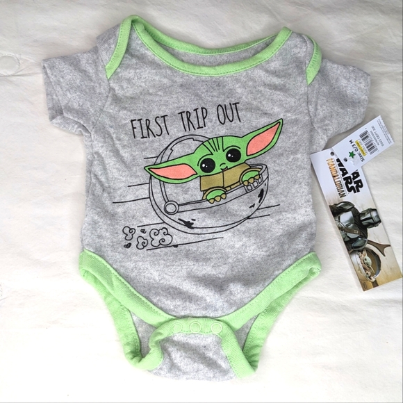 Star Wars One Pieces Star Wars Nwt Mandalorian Baby Yoda Onesie 3 Months Grey Green Poshmark